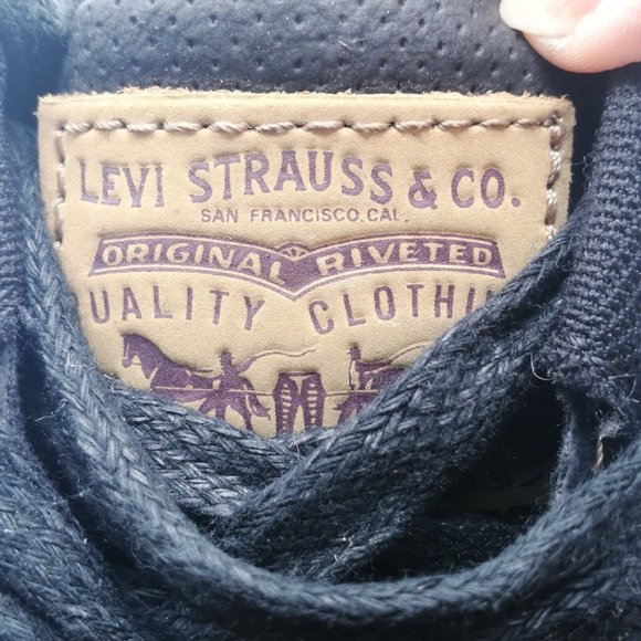 Levi‎ Strauss Mens Sneaker Black Brown Lace Up Round Toe Low Top Flat Heel 8 - Picture 9 of 10